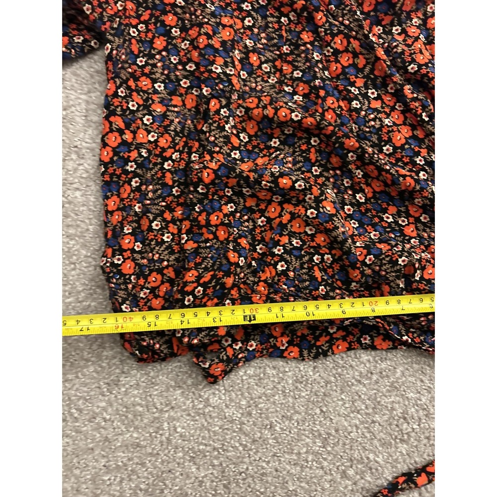 Vintage Sexy Floral Wrap Blouse Womens Large Multi Tie Front Excellent Long Slv - Picture 6 of 10